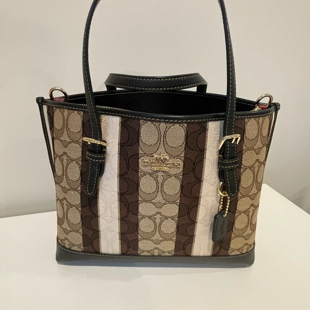 Coach Mollie Tote 25 and Wristlet in Signature Jacquard with Stripes - Picture 2 of 13